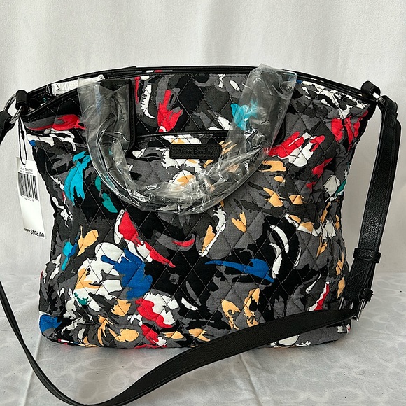 Vera Bradley Handbags - Vera Bradley NWT Black Splash Floral Satchel Bag Purse 🌺🌺